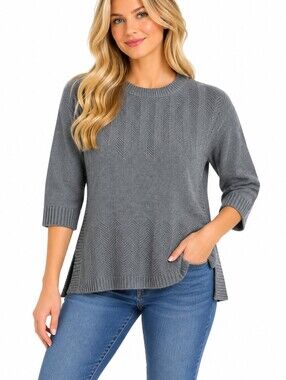 Lafayette 148 New York 100% Cashmere Sweater Womens Size Small Gray Oversized